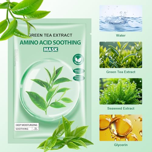 GUOYAOLIFU Tea Tree Facial Sheet Mask - 5 Pack Hydrating & Moisturizing