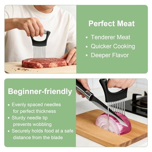 Stainless Steel Onion Holder Slicer & Crinkle Cutter for Kitchen
