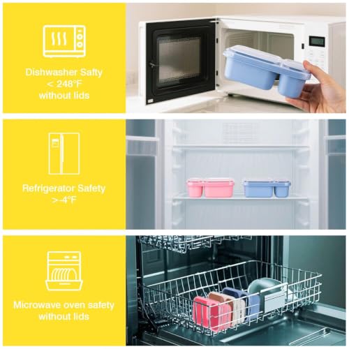 DOSEWART 2-Compartment Reusable Snack Containers - Eco-Friendly Meal Prep Packs (3 Pack)