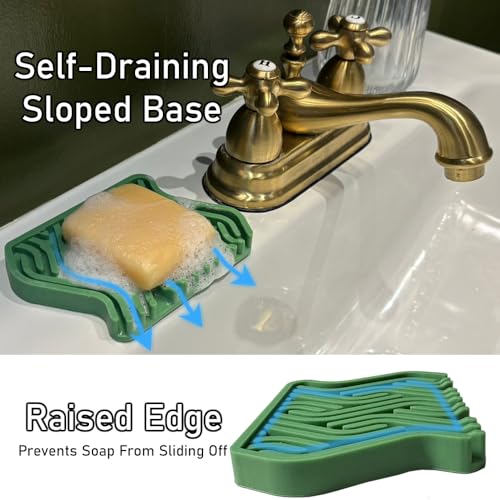 Premium Silicone Soap Dish - Self-Draining & Non-Slip Holder