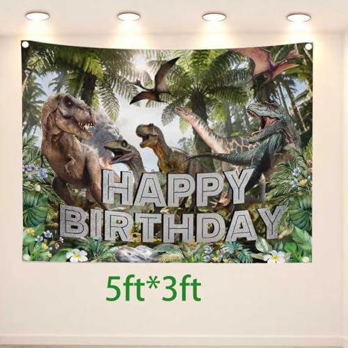 Jurassic Dinosaur Birthday Banner – 5ft x 3ft Photo Backdrop