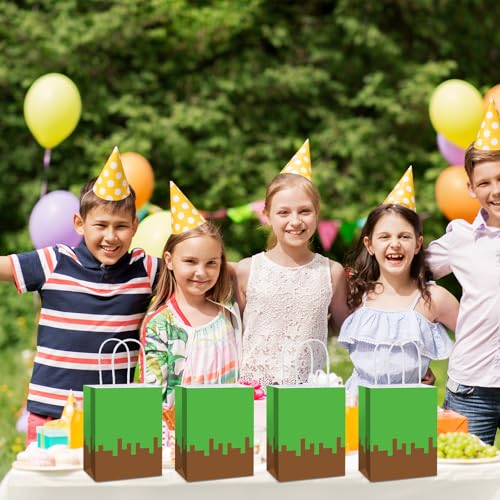 12 Pack Pixel Theme Party Favor Bags for Kids Gaming Birthday & Baby Shower