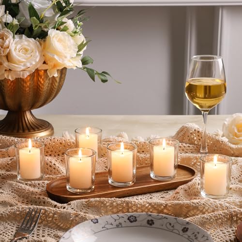 BTGLLAS 6pcs Clear Glass Tea Light Candle Holders Votive for Weddings & Holidays