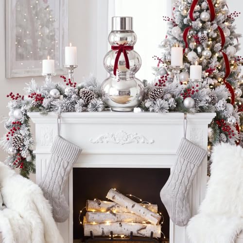 Glass Christmas Snowman Figurine - Mirror Decor for Holiday