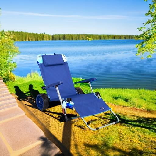 Mac Sports Foldable Beach Chaise Lounge Chair with Integrated Wagon Pull Cart - Ideal for Outdoor Fun