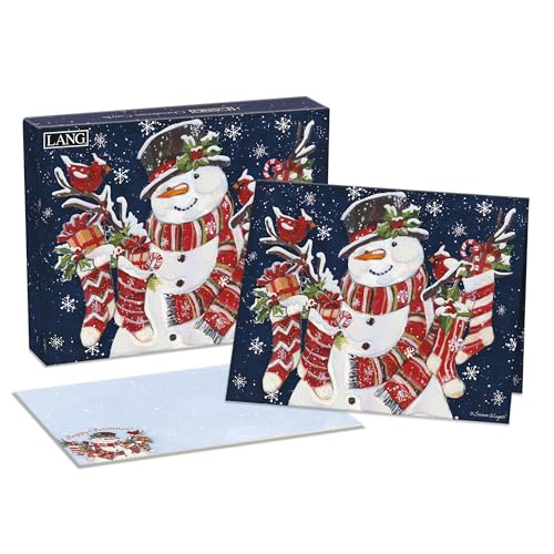 Small Christmas Greeting Card Pack of 2 - Snowman & Stockings Holiday Cards