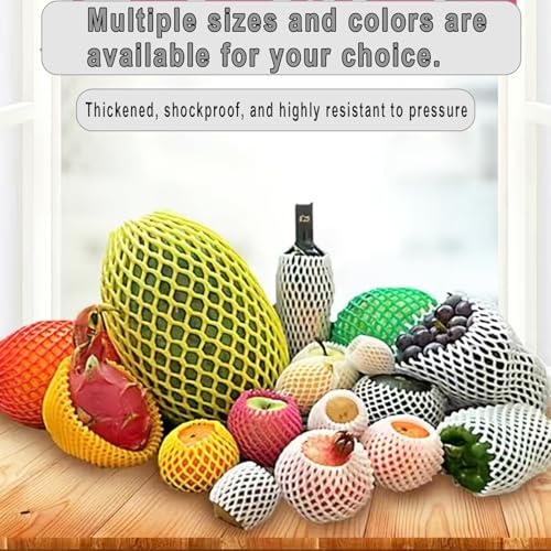 50 Fruit Protection Mesh Bags - Foam Sleeves, Yellow 10x6cm