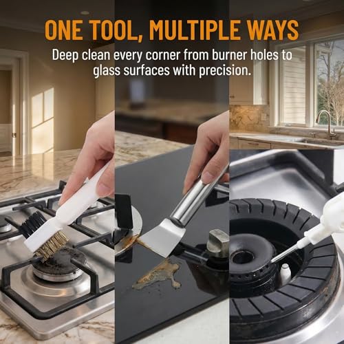 2-Piece Stove Cleaning Brush and Scraper Set for Kitchen