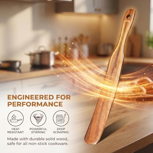Wooden Skinny Spurtle for Sourdough - 11in Mixing & Scraping Tool