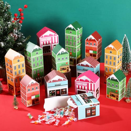 Christmas Advent Calendar Gift Boxes Set - Classic DIY Village, 30 Pieces