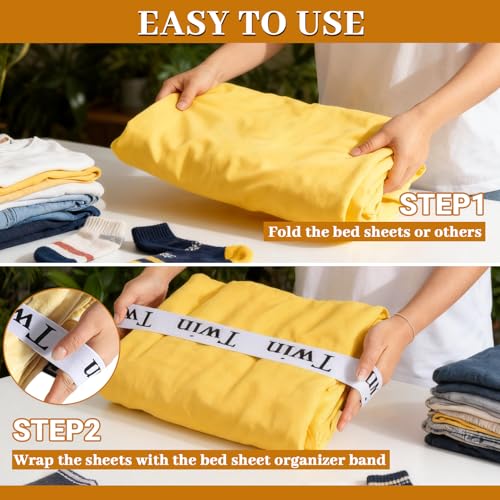 20 Pack Bed Sheet Organizer Bands - Elastic Size Labels for Storage