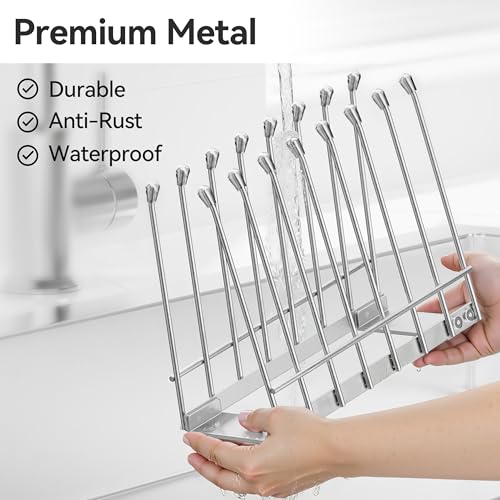 Metal Reusable Bag and Bottle Drying Rack - Silver Kitchen Organizer