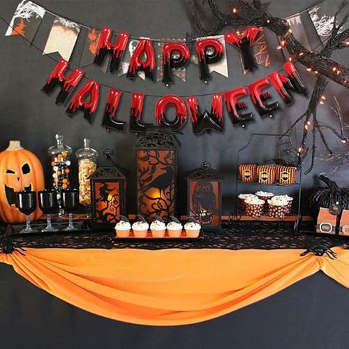 Happy Halloween Foil Letter Balloon Banner Set in Black and Red
