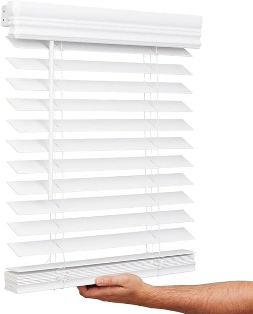 Lotus & Windoware Cordless 2-Inch Faux Wood Blinds - Bright White, 34" Wide x 60" Long