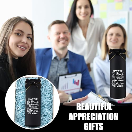 Black Stainless Steel Water Bottle - Appreciation Gifts 17oz for Employees & Teachers - Set of 10