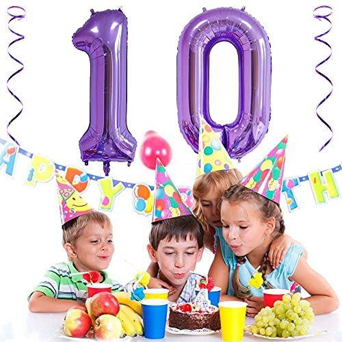 40 Inch Purple Number 10 Balloon - Aluminum Foil Birthday Decoration