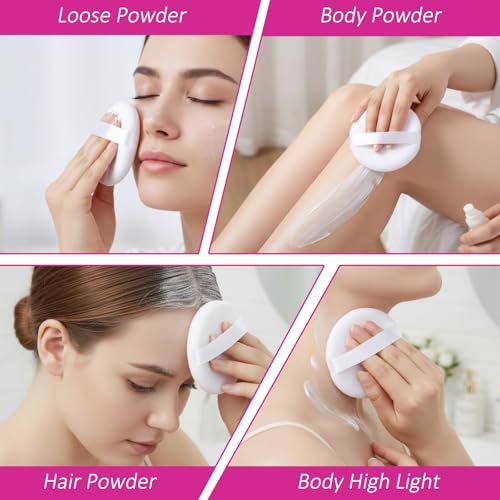 LXUEJIE Large Body Powder Puffs 5-Pack - Soft Velour Dusting Puffs