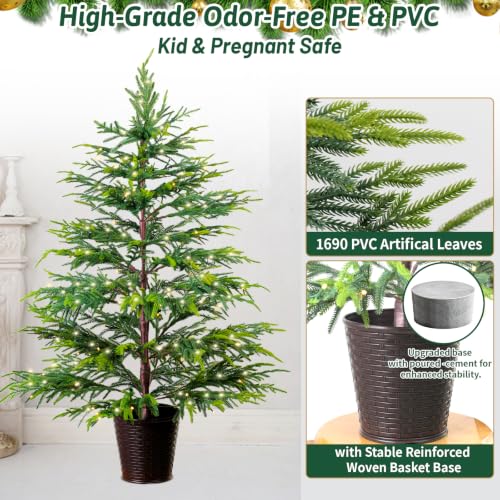 Pine Leaves Artificial Christmas Tree Set of 3 - 2ft, 3ft, 4ft Twinkle LED Holiday Decor