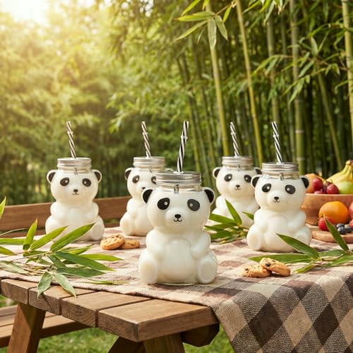 Kids Panda Drink Bottles with Straw - Christmas 20 Pack