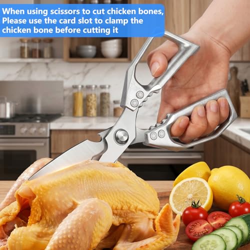 AskBed Heavy Duty Kitchen Scissors - Stainless Steel, Sharp & Ergonomic