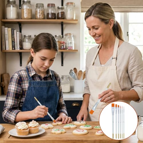 6-Piece Food-Safe Cake Painting Brushes Set for Decorating