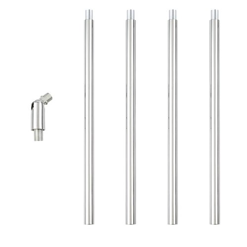KLOSM Threaded Extension Rod with Sloped Ceiling Adapter Kits for Pendant Light, Island Lighting, Polished Chrome Finish, Set of 5