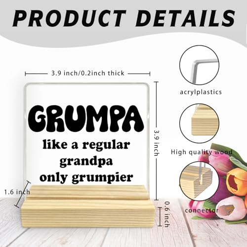 Funny Grandpa Acrylic Desk Sign - Grumpier Than Regular Grandpa Gift