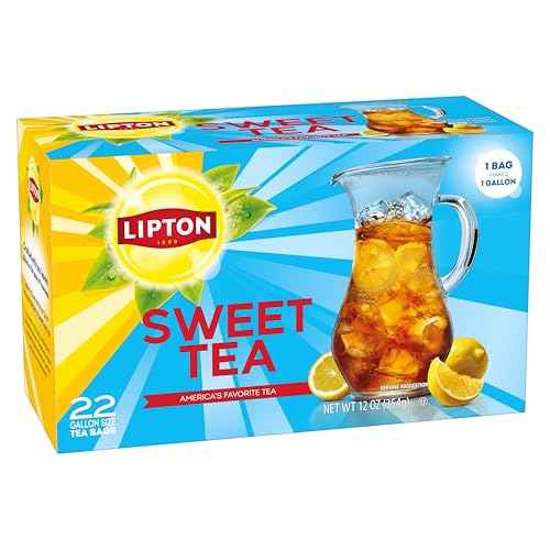 Lipton Southern Sweet Black Tea Bags, Gallon Size, 22 Count Box
