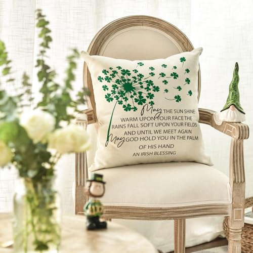 St. Patrick's Day Lucky Clover Throw Pillow Cover - 18x18 Inch