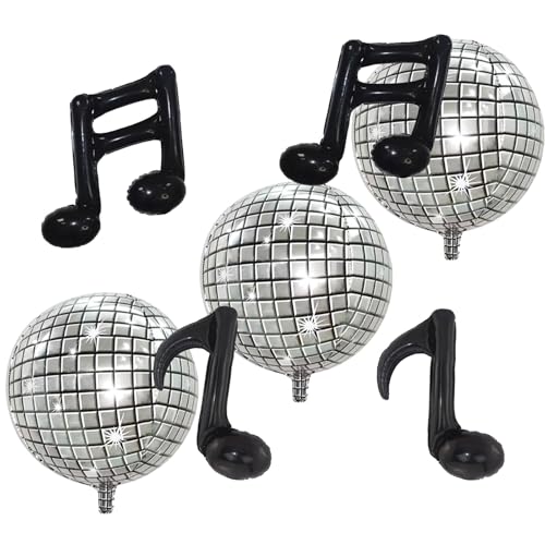 FBQ 18-Inch Silver Music Note Foil Balloon - Disco Themed Party Decor