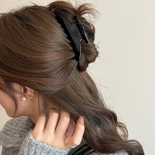 UVANKAUP 3.5-Inch Acetate Hair Claw Clip for Fine and Medium Thick Hair - Black