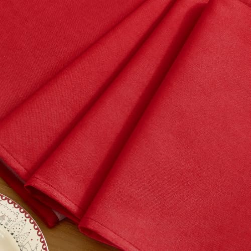 Red Linen Christmas Table Runner 72 Inch Length - Elegant Holiday Decor