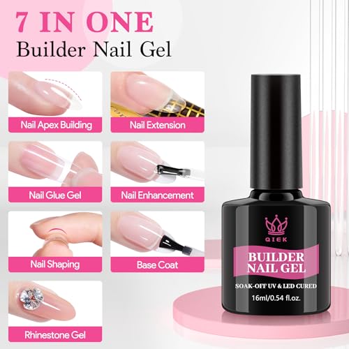 Qiek Clear Builder Nail Gel 16ml - Hard Gel for Nail Extension & Strengthening