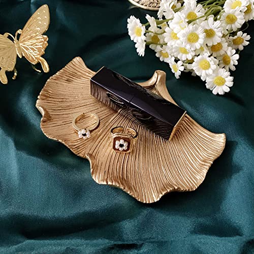 Ginkgo Leaf Jewelry Dish - Decorative Resin Ring Holder & Trinket Tray
