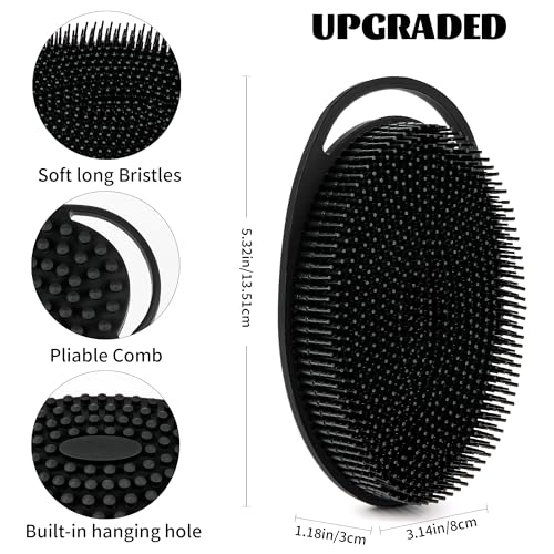 ZYLOP Silicone Body Scrubber & Shampoo Brush, 2-in-1 Gentle Exfoliating Bath Sponge Alternative, Fast-Drying Sensitive Skin Shower Tool, 2-Pack
