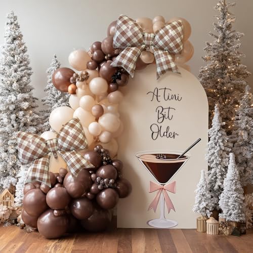 Brown Plaid Bow Foil Balloons - Rustic Party Decor for Showers & Birthdays