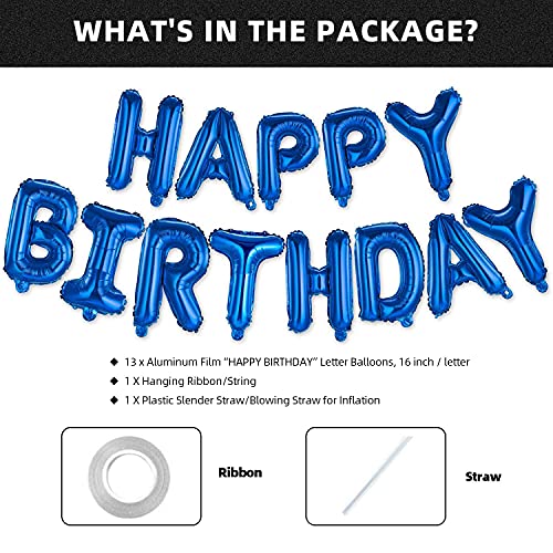 Happy Birthday Balloon Banner Kit | 16 Inch Foil Letters for Parties