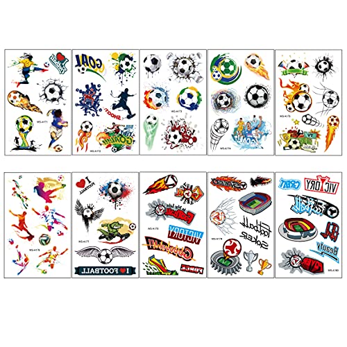 TopFunny Soccer Temporary Tattoos, 87Pcs Waterproof Fake Body Stickers