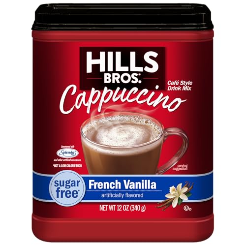 Hills Bros. Sugar-Free French Vanilla Cappuccino Mix, 12 oz - Instant Coffeehouse Quality