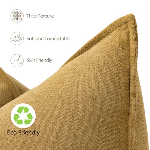 Mustard Yellow Chenille Throw Pillow Covers 20x20 - Set of 2