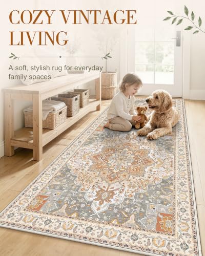 OLANLY 2' x 6' Beige Washable Runner Rug - Soft Non-Slip Carpet
