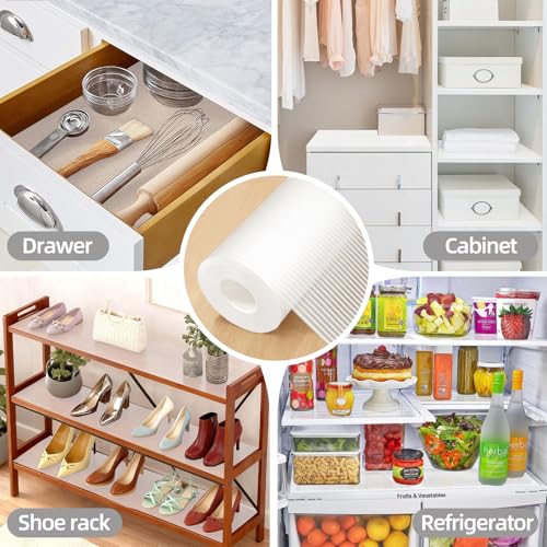 Yeezube Non-Slip Shelf Liner - 12 Inch x 20 FT Clear Stripe Drawer Liner