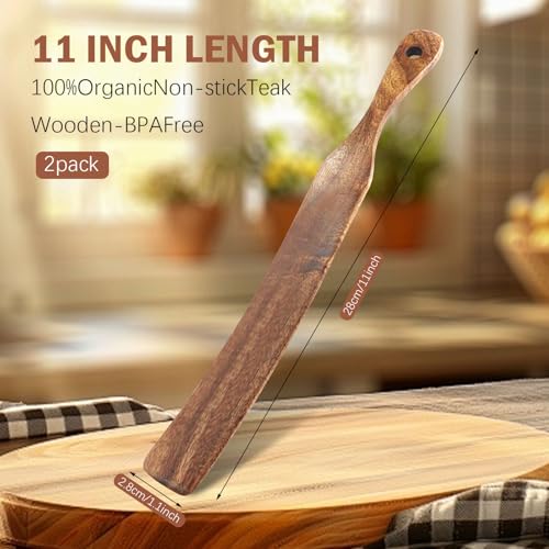 2 Pack Wooden Sourdough Spatula Set with Hanging Holes