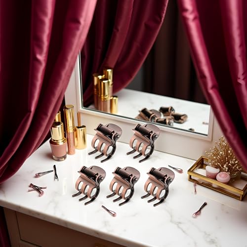 Mozff Mini Metal Hair Claw Clips - 5 Pcs Bronze Side Bangs Hairpins
