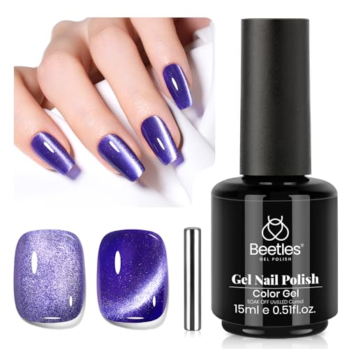 Beetles Purple Cat Eye Gel Nail Polish 15ml Glitter Shimmer Soak Off