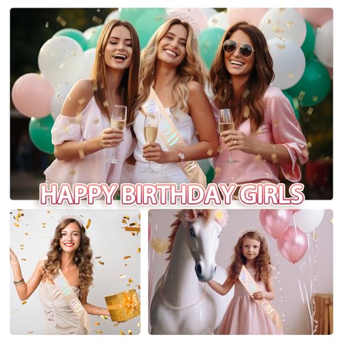 Coopyin Birthday Sash and Rhinestone Crown Set for Women