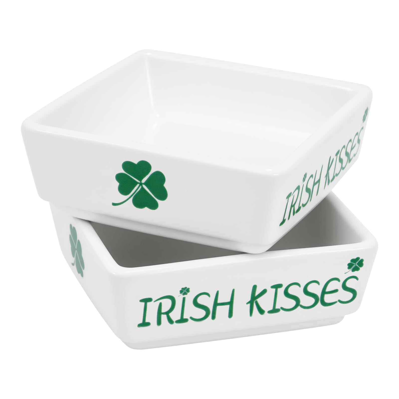 ISTOOLL St Patricks Day Decorations-2pcs Ceramics St Patrick's Day Candy Dish-St Patrick's Candy Storage for Home Kitchen Tiered Tray Table Party Centerpieces Decor