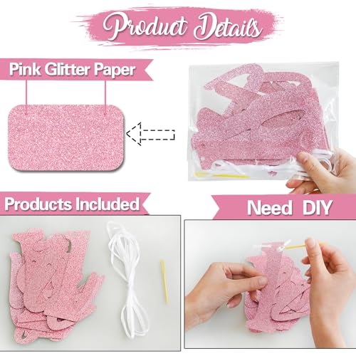 Pink Glitter Graduation Banner - Class of 2026 Decor