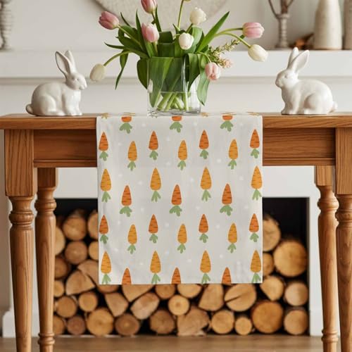 Easter Table Runner 72 Inch Beige Carrot Spring Table Decor