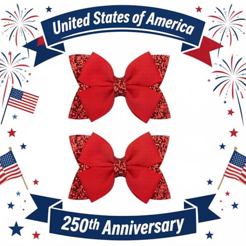 Patriotic 4th of July Hair Bow Clip with Sequins & Alligator Barrette